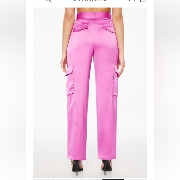 Dynamite Izabel pink Satin 2 piece outfit cargo pants sz 6 and bandeau top L - Picture 3 of 16